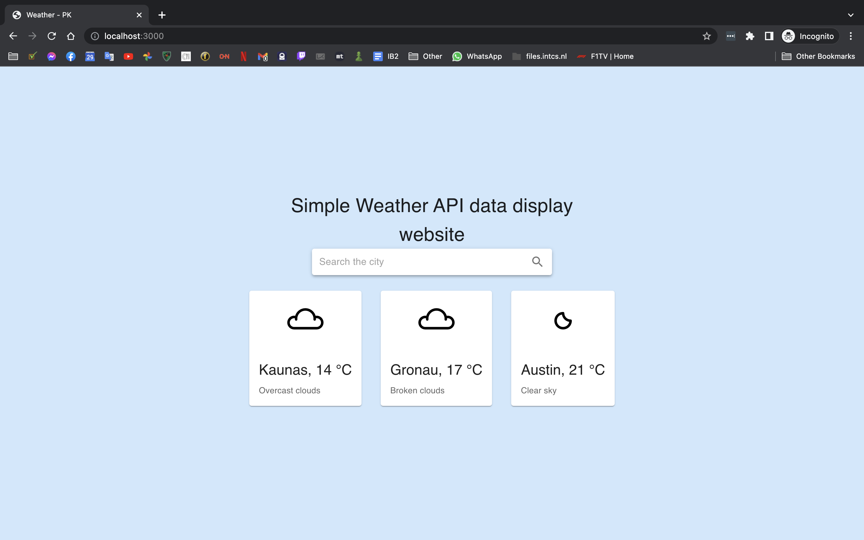 Weather API website example